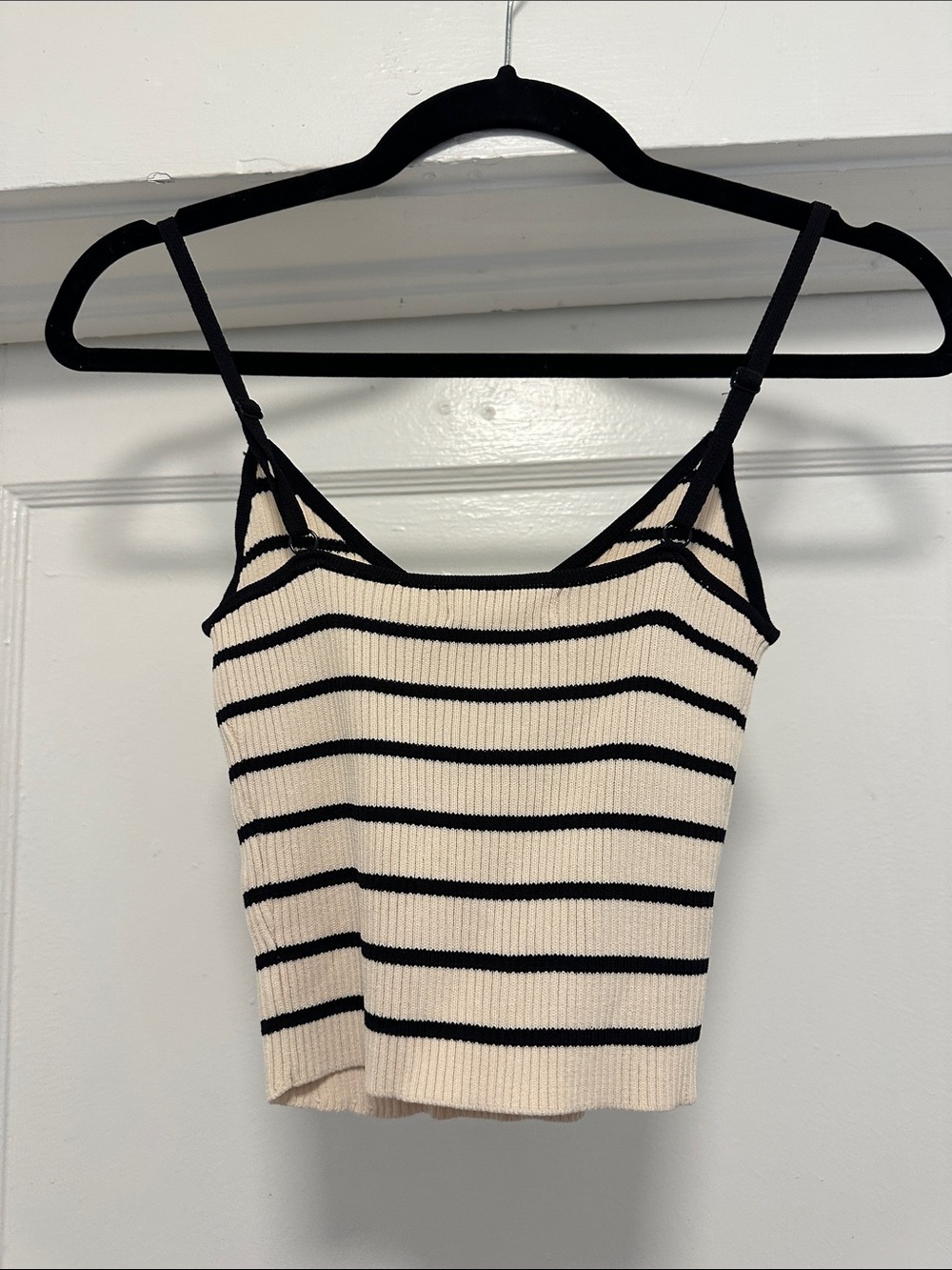 Glassons Black & Cream Striped Ribbed V-Neck Camisole - Picture 3 of 3
